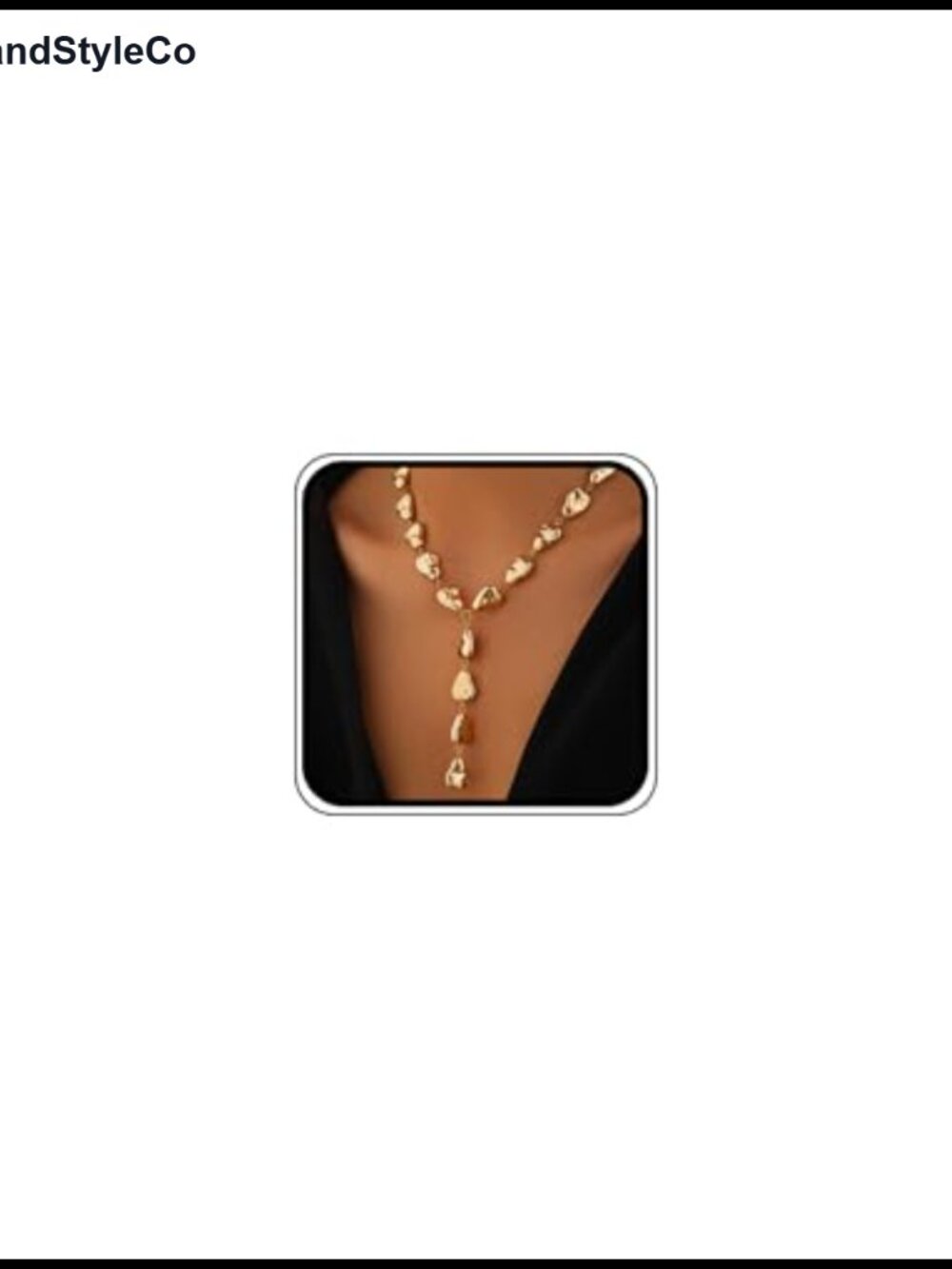 Gold Geometric Teardrop Lariat Y-Necklace Toggle Clasp Adjustable Women